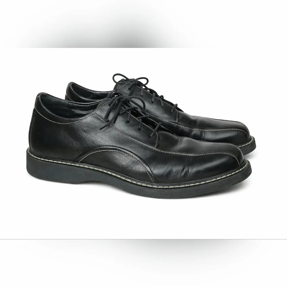 Bass Shoes Mens 9 M Casual Oxford Flats Comfort Black Leather Lace Up Low Top